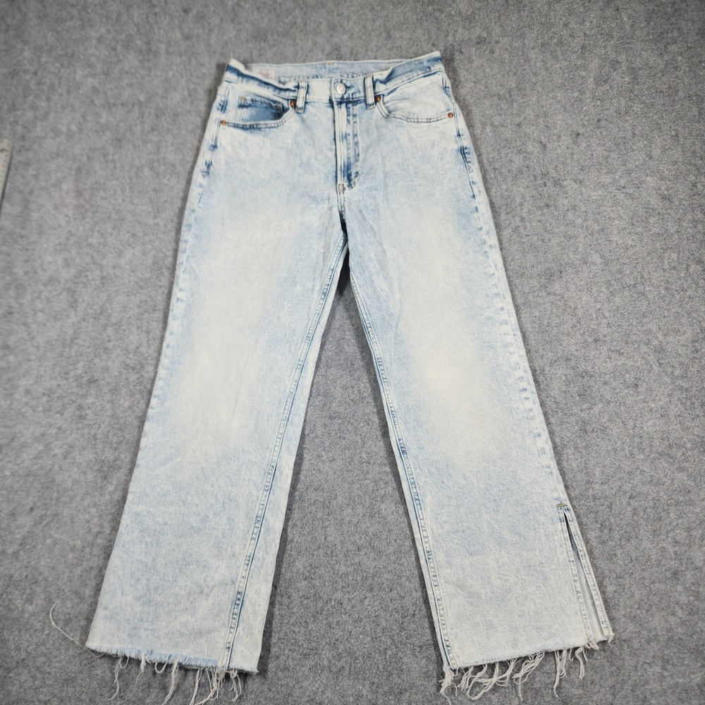 Gap 90s Loose High Rise Jeans Womens 28/6 Petite Light Wash Acid Raw Hem Slit